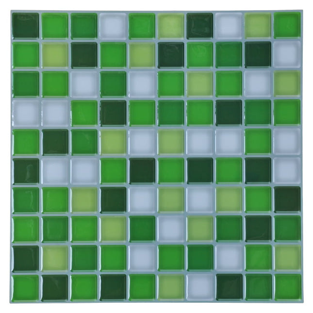 Premium Anti Mold Peel and Stick Backsplash Tile for Kitchen, Green, 12" x 12" (6 Tile)