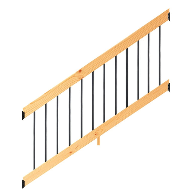 ProWood 6 ft. Color-Treated Wood Stair Railing Kit with Square Aluminum Balusters, Cedar Tone