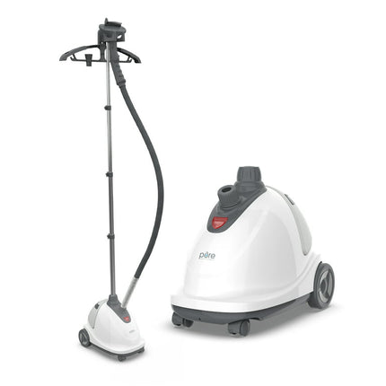 Pure Enrichment PureSteam XL Standing Steamer with Garment Hanger - Heats in 45 Seconds with 0.5-Gallon Water Tank for 1 Hour Continuous Steaming - Includes Fabric Brush and Easy-roll Wheels