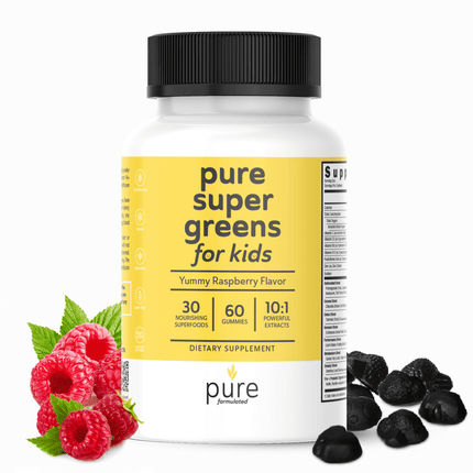 Pure Formulated - Super Greens Kids Gummies - Immunity Supports - Raspberry Flavor - (60 Count)