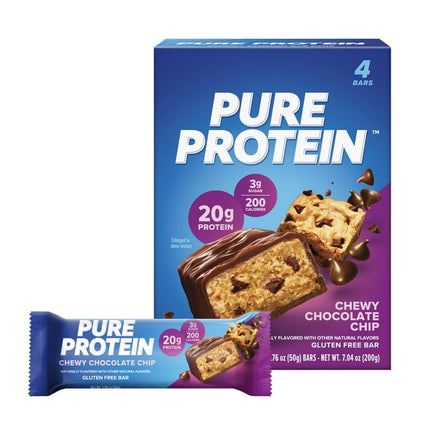 Pure Protein Bars, Chewy Chocolate Chip, 20g Protein, 1.76 oz, 4 Ct