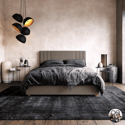 Queer Eye Wynn Upholstered Bed with Headboard and Frame, Bedroom Furniture, Light Gray Linen, Full size