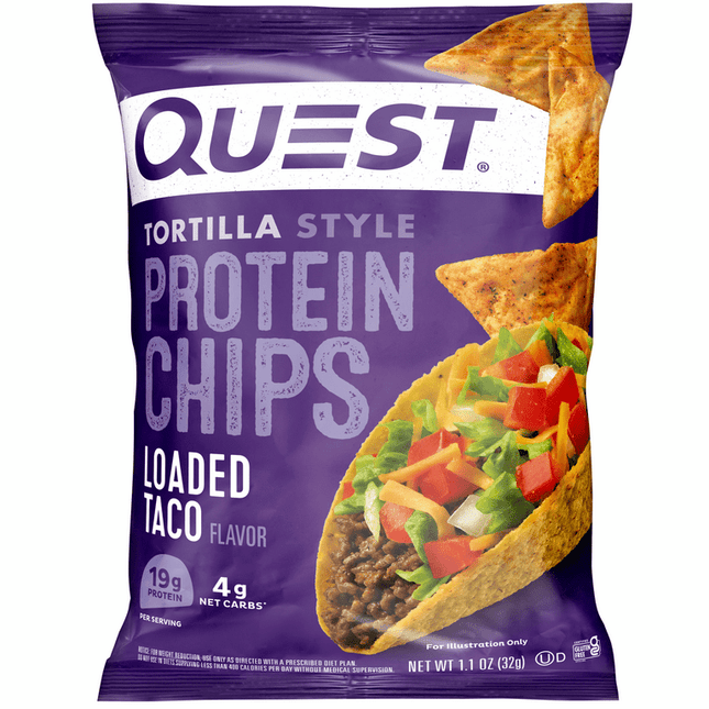 Quest Tortilla Style Protein Chips, Baked, 19g of Protein, Loaded Taco, 1.1oz