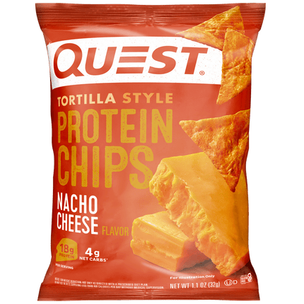 Quest Tortilla Style Protein Chips, Nacho Cheese Flavor, Single Bag, 1.1 oz