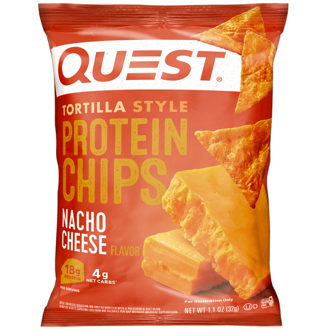 Quest Tortilla Style Protein Chips, Nacho Cheese Flavor, Single Bag, 1.1 oz