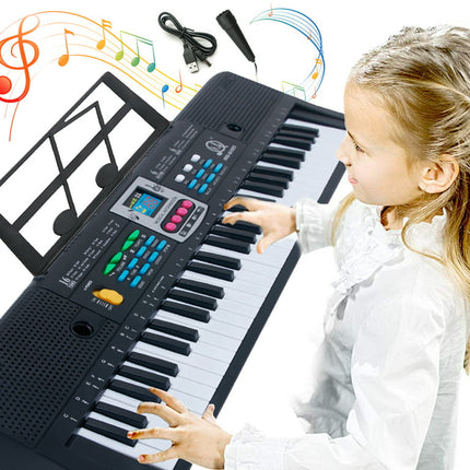 RELAX Digital Electronic Musical Keyboard - Kids Learning Keyboard 61 Keys Portable Electric Piano with Recording, USB cable, Microphone - Black