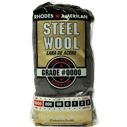 Rhodes American Steel Wool, Super Fine Grade #0000, 12 Pads