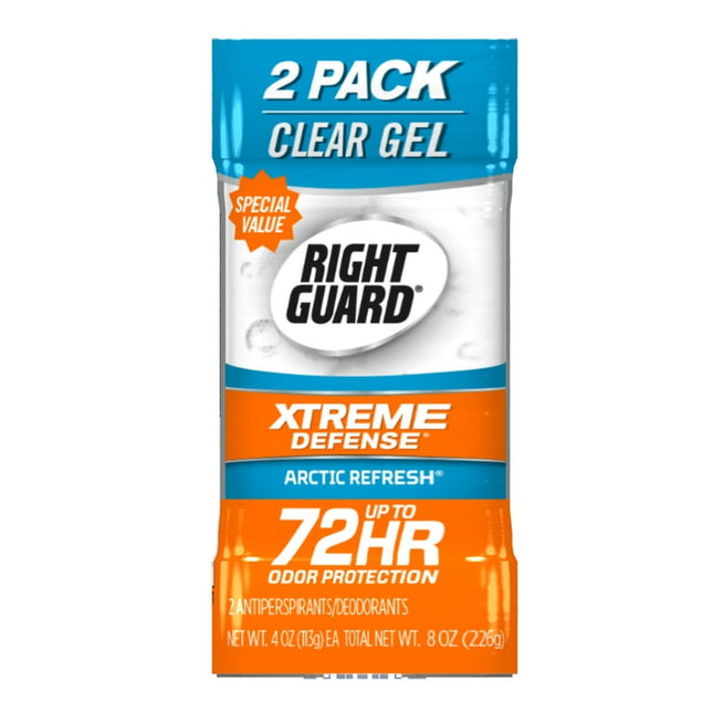 Right Guard Xtreme Defense Antiperspirant Deodorant Gel, Arctic Refresh, 4 oz (Pack of 2)
