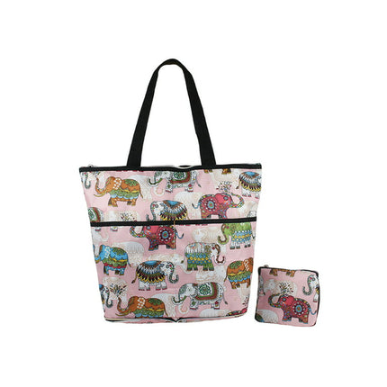 Ritualay Ladies Handbag Large Capacity Shopping Bags Shoulder Cartoon Grocery Tote Bag Eco-Friendly Women Oxford Top Handle Waterproof Designer Pink Elephant Large