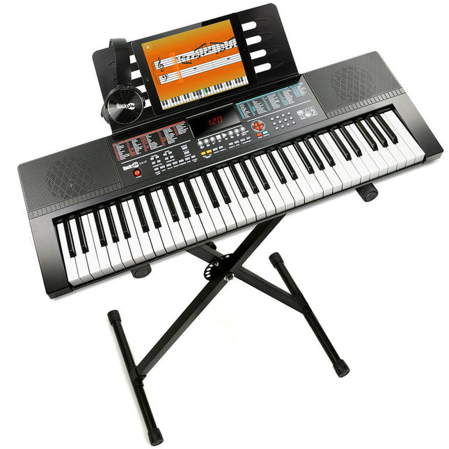 Rockjam 61-Key Keyboard Piano Kit with Keyboard Stand, Sheet Music Stand, Piano Note Stickers & Lessons