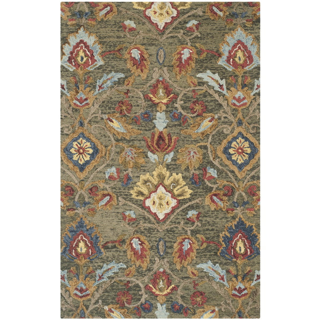 SAFAVIEH Blossom Lennon Floral Wool Area Rug, Green/Multi, 5' x 8'