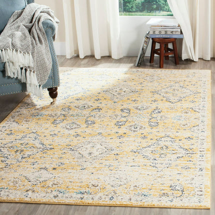 SAFAVIEH Evoke Stamen Traditional Bordered Area Rug, Gold/Ivory, 6'7" x 9'