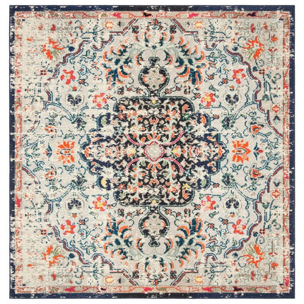 SAFAVIEH Madison Joandra Vintage Floral Area Rug, Beige/Black, 6'7" x 6'7" Square