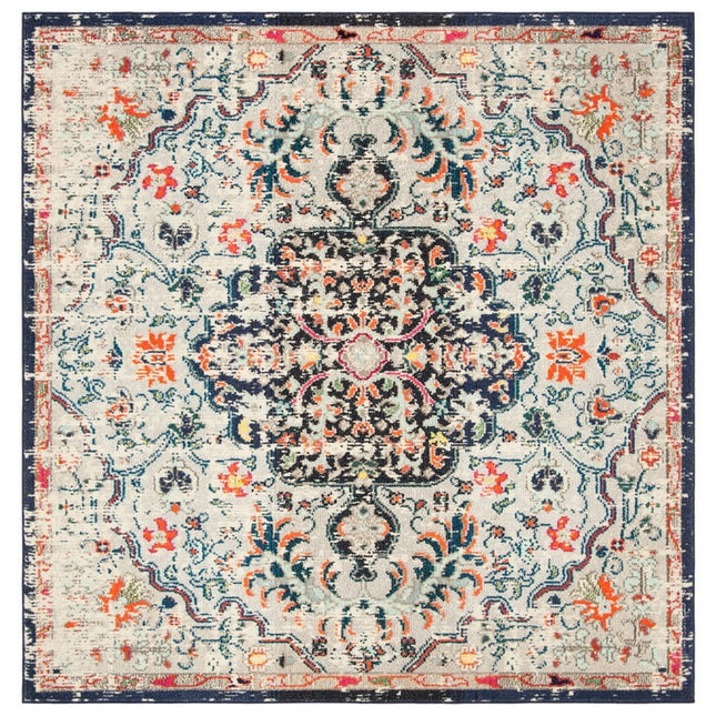 SAFAVIEH Madison Joandra Vintage Floral Area Rug, Beige/Black, 6'7" x 6'7" Square