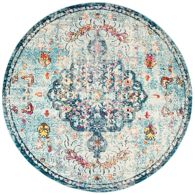 SAFAVIEH Madison Joandra Vintage Floral Area Rug, Navy/Light Blue, 11' x 11' Round