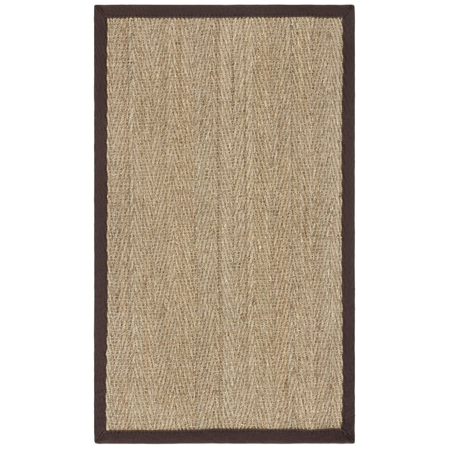 SAFAVIEH Natural Fiber Maisy Border Seagrass Area Rug, Natural/Dark Brown, 3' x 5'