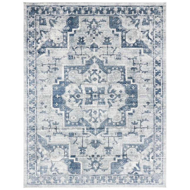 SAFAVIEH Oregon Coriander Floral Bordered Area Rug, Navy/Ivory, 8' x 10'