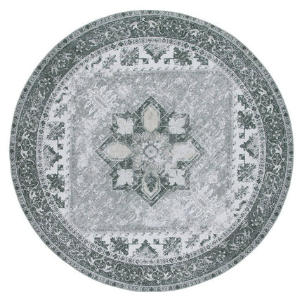 SAFAVIEH Tucson Jayla Traditional Machine Washable Area Rug, 6' x 6' Round, Grey/Ivory
