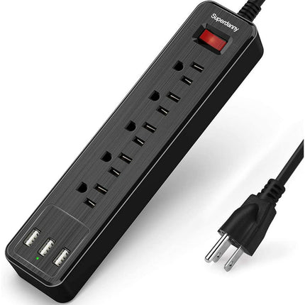 SUPERDANNY Power Strip Surge Protector 5 AC Outlet USB Ports Mountable 4.5 Ft Black