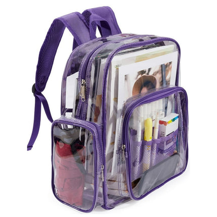 Sanmadrola Large Clear Backpack Heavy Duty Stadium Approved School Bookbag Waterproof PVC Transparent Backpacks for Kids Adults Clear Bag with Reinforced Strap for School, Travel, Blue