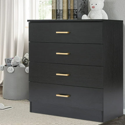 Segmart Black 4 Drawer Dresser for Small Space, Wood Storage Cabinet for Living Room, Chest of Drawers with Metal Handle for Bedroom