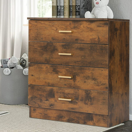 Segmart Rustic Brwon 4 Drawer Dresser for Small Space, Wood Storage Cabinet for Living Room, Chest of Drawers with Metal Handle for Bedroom