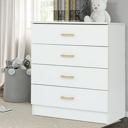 Segmart White 4 Drawer Dresser for Small Space, Wood Storage Cabinet for Living Room, Chest of Drawers with Metal Handle for Bedroom