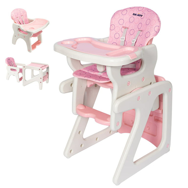 Sejoy 3 in 1 Baby High Chair Convertible Play Table Seat Booster Toddler Feeding Tray