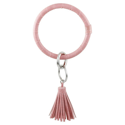 Sensible Solutions Women's Pink Faux Leather Tassel Bangle Key Chain. Fashion Basic