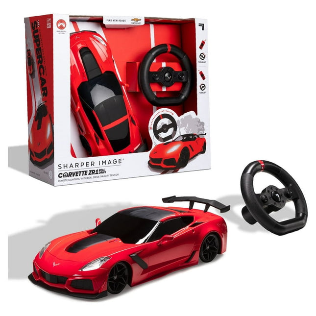 Sharper Image® RC Chevrolet Corvette for Children, with Gravity Sensor Steering LED Lights, Red/Black