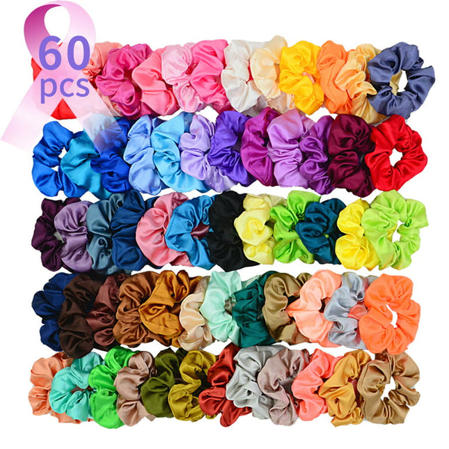 Simnice 60 Colors Silk Satin Large Hair Scrunchies Elastic Hair Scrunchy Vintage Hair Ties Accessories for Girls
