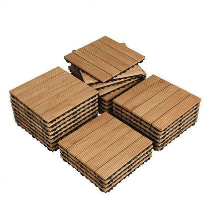 Smile Mart Wood Flooring 12" x 12" Tiles for Patio Garden, 27 Pieces, Natural Wood