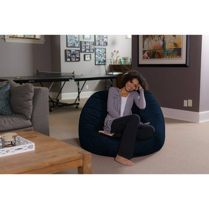 Sofa Sack Bean Bag Chair, Memory Foam Lounger with Microsuede Cover, Kids, Adults, 4 ft, Navy