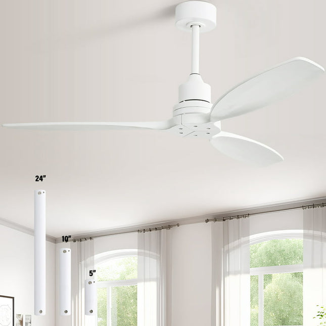 Sofucor 52" White Ceiling Fan with Remote, Reversible Airflow DC Quiet Motor,6 Wind Speed for Indoor/Outdoor