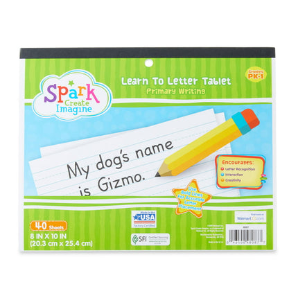 Spark Create Imagine Learn to Letter Writing Tablet Pad, Grades PK-1, 40 Pages, Journal, 10" x 8" (48087)