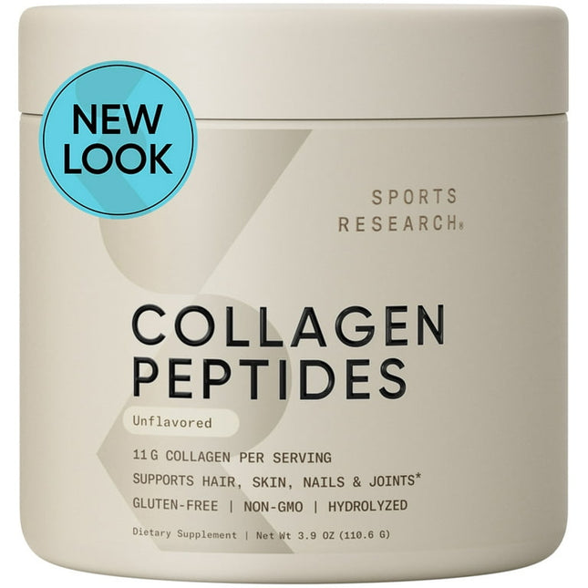Sports Research Collagen Peptides, Unflavored, 3.9 oz (110.7g)
