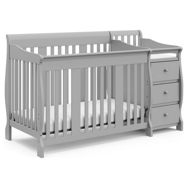 Storkcraft Portofino 5-in-1 Convertible Baby Crib and Changer, Pebble Gray