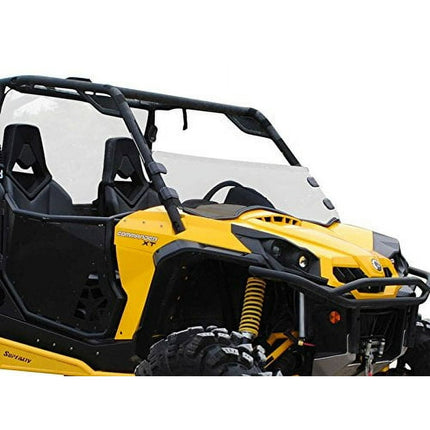 SuperATV HD Clear Scratch Resistant Half UTV Windshield for 2011|2020 Can Am Commander 800/1000|1/4" Polycarbonate Construction 250x Stronger Than Glass|XR Optic Hard Coat|USA Made|HWS-CA-COM-70