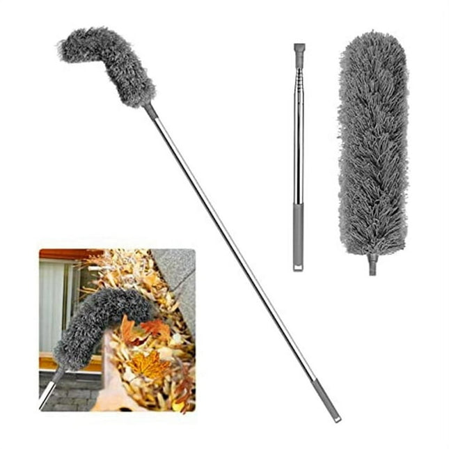 Symkmb Gutter Cleaning Brush Roofing Tool with Telescopic Extendable Pole 8.2Ft Guard Cleaner Tool Easy Remove Leave, grey