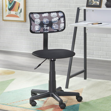 TMS Focus Task Cushioned Chair with Adjustable Height & Swivel Seat, 100 lb. Capacity, Black with Black Frame