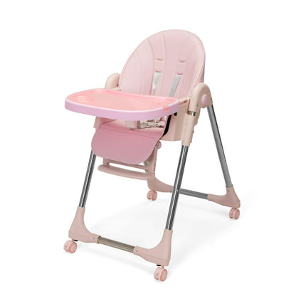 TOBBI Convertible High Chair for Babies & Toddlers, Folding Highchair with Adjustable Height and Recline, Removable Tray, Detachable Cushion and Wheels for Half-to-Six-Year-Old Kids, Pink