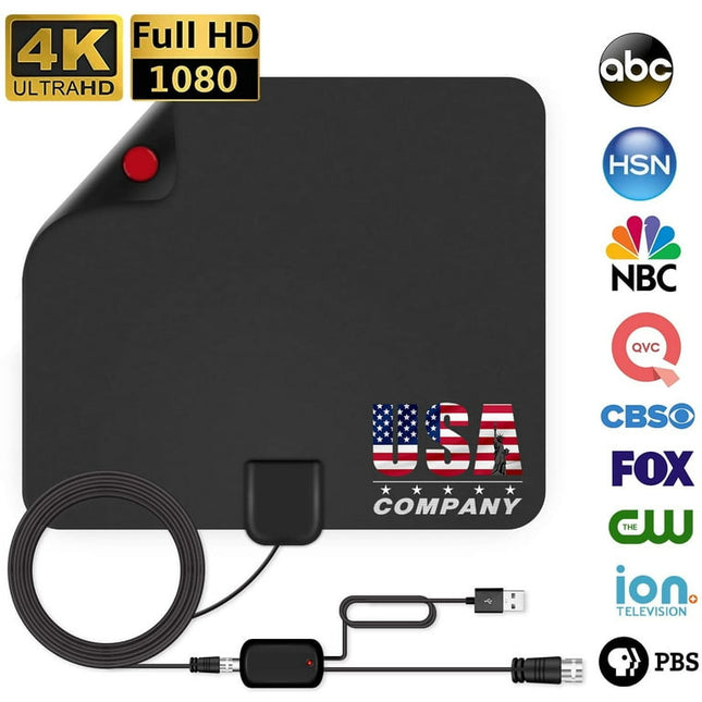 TV Antenna - HDTV Antenna Support 4K 1080P New Version up to 330 Miles Range Digital Antenna for HDTV VHF UHF Freeview Channels Antenna with Amplifier Signal Booster 16.5 ft Longer Coaxial Cable
