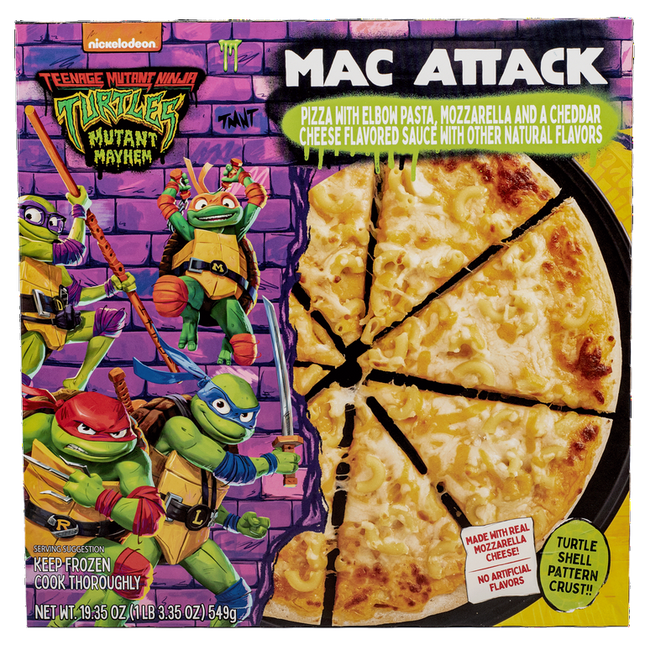 Teenage Mutant Ninja Turtles Mac Attack Pizza, Turtle Shell Pattern Crust, Cheddar Cheese Alfredo Sauce 19.35 oz (Frozen)