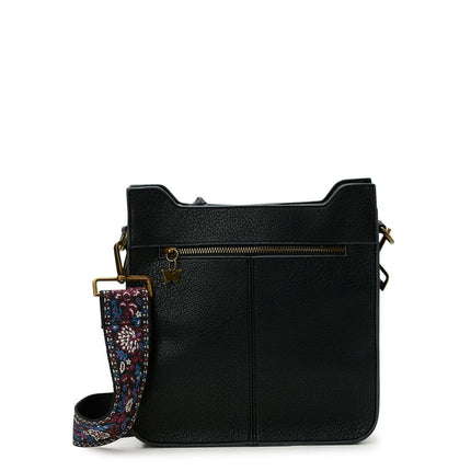 The Pioneer Woman Josie Medium Crossbody Handbag with Guitar Strap, Black, Women's