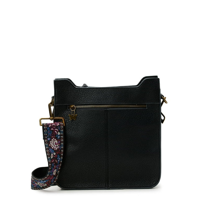 The Pioneer Woman Josie Medium Crossbody Handbag with Guitar Strap, Black, Women's