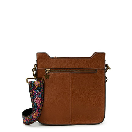The Pioneer Woman Josie Medium Crossbody Handbag with Guitar Strap, Cognac, Women's