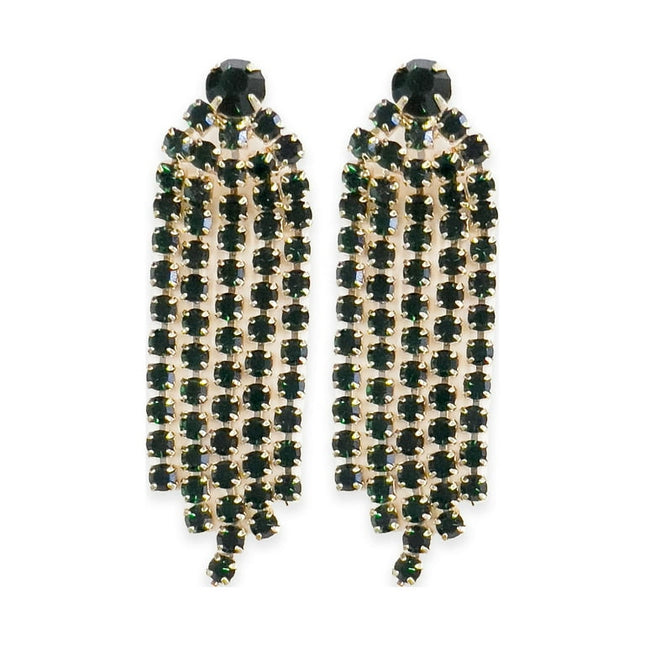 Time and Tru Adult Ladies Green Stone Tassel Drop Earring, 1 pack, Single Pair Earring