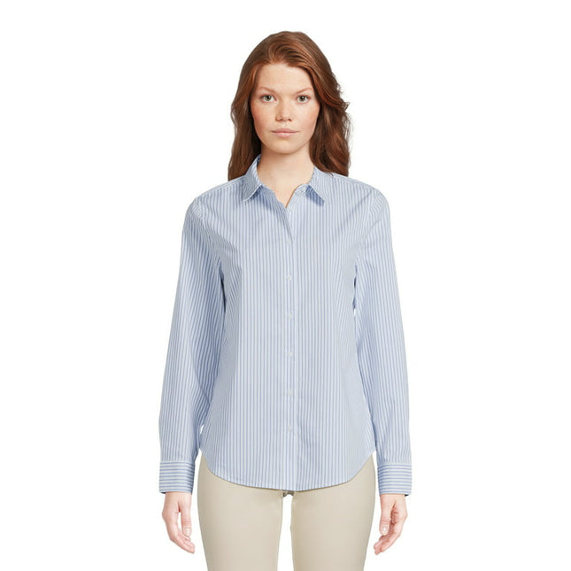Time and Tru Women's Long Sleeve Button Down Shirt, Sizes XS-XXXL