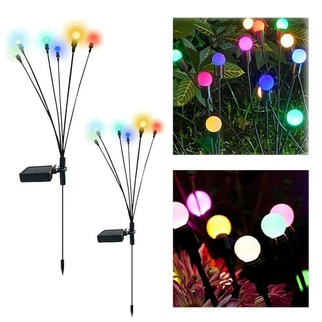 Tomshine 2 Pack Solar Firefly Lights, IP65 Waterproof Landscape Solar Garden Lights for Patio Pathway Decor (Multicolor)