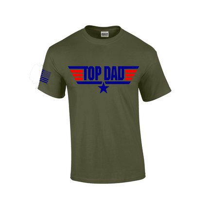 Top Dad Mens USA Patriotic Short Sleeve Men's Fathers Day T-shirt Graphic Tee-Military-small